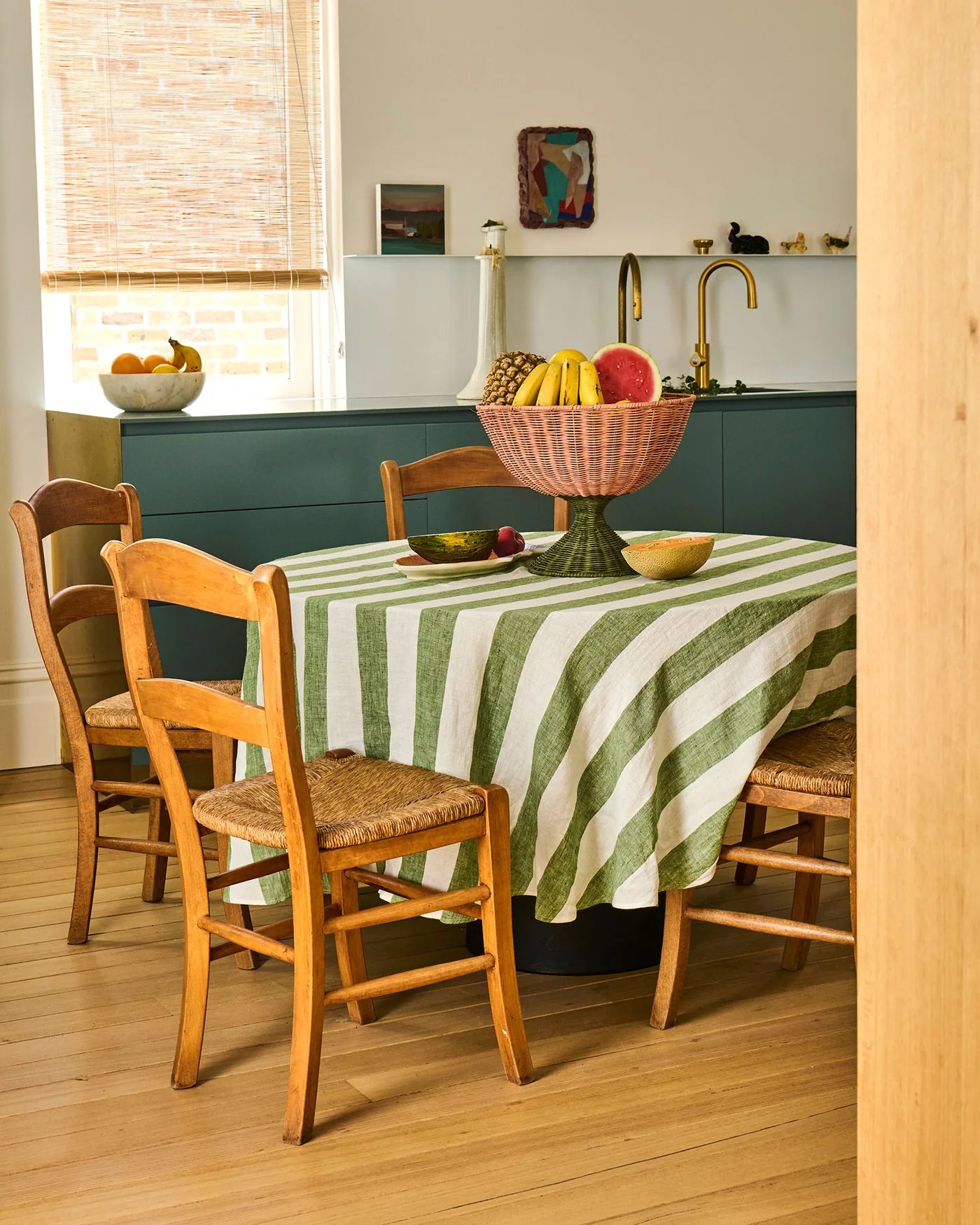 Kip & Co Moss Stripe Table Linen
