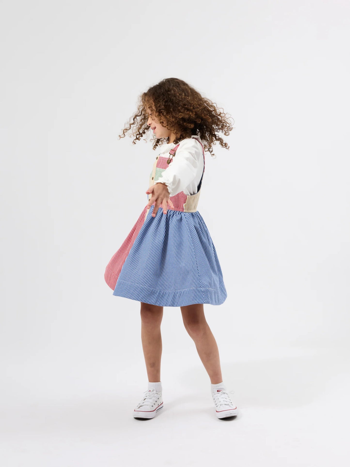 Goldie + Ace Patchwork Stripe Heidi Pinafore Dress