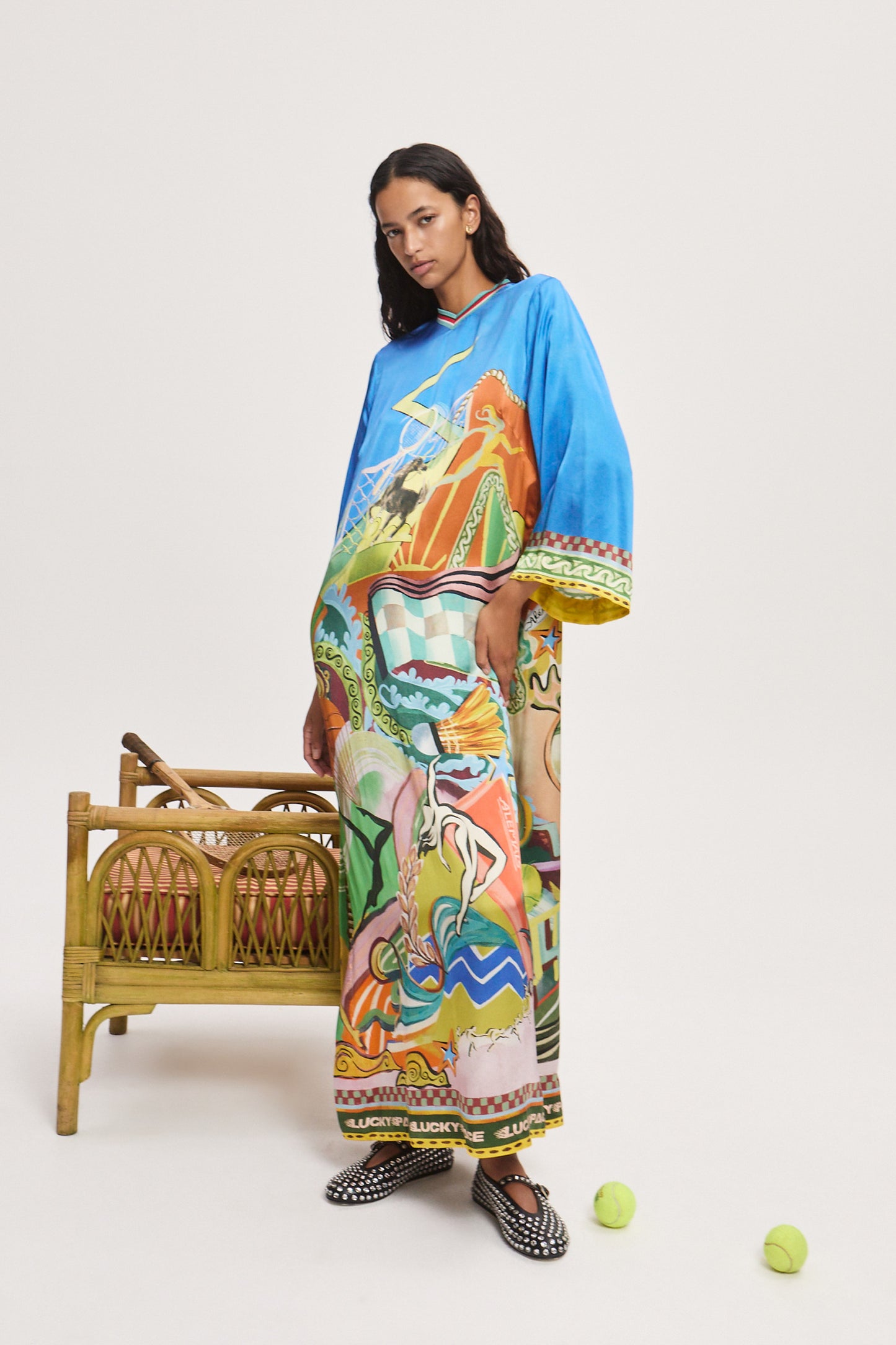 Alemais Lucky Pace Silk Midi Dress