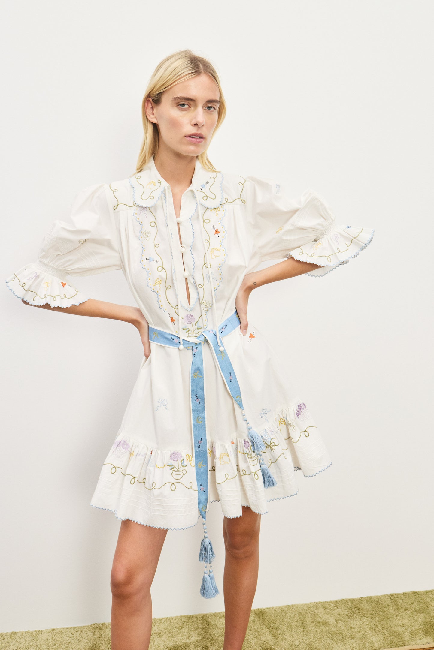 Alemais Giulia Embroidered Mini Dress