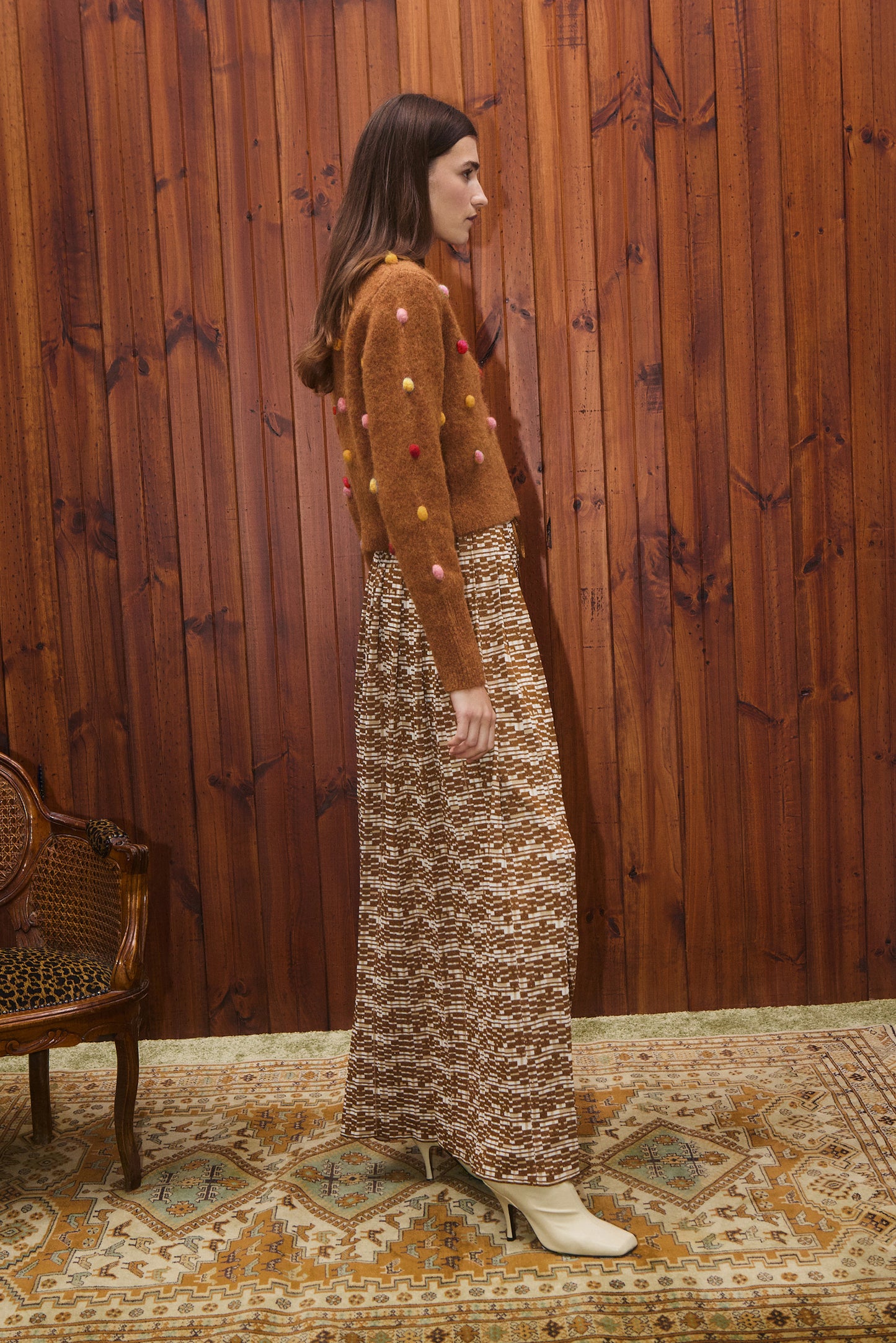 Alemais Elia Tobacco Cropped Cardigan