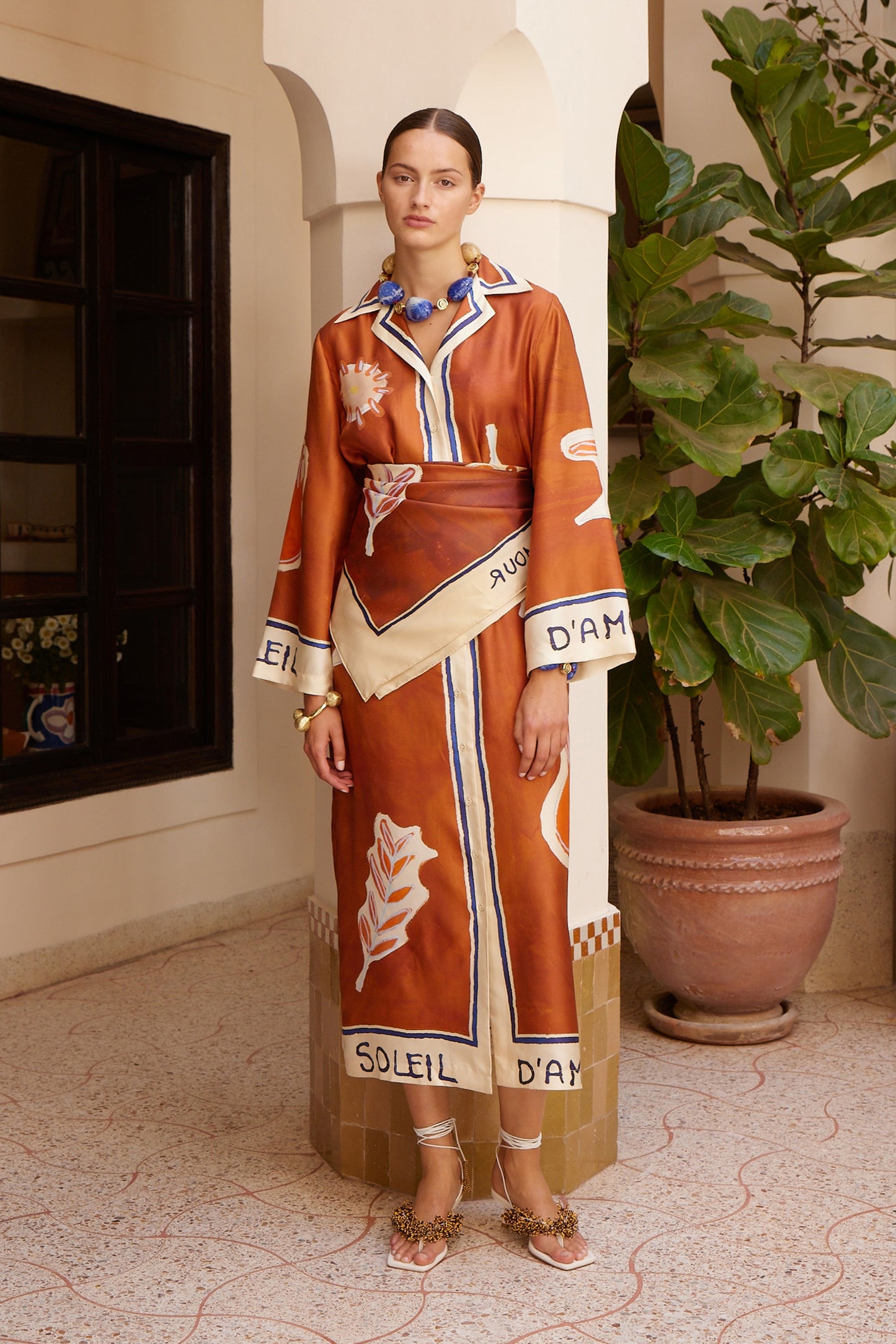 Alemais Soleil D'Amour Silk Shirtdress