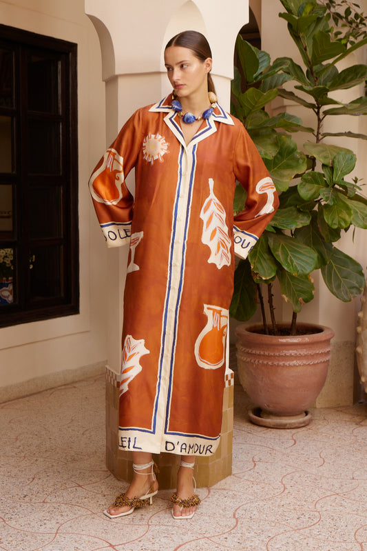 Alemais Soleil D'Amour Silk Shirtdress