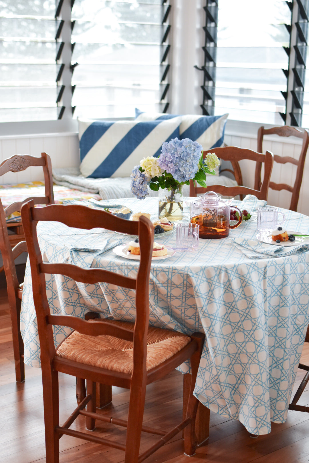Mandalay Designs Rattan Blue Table Linen