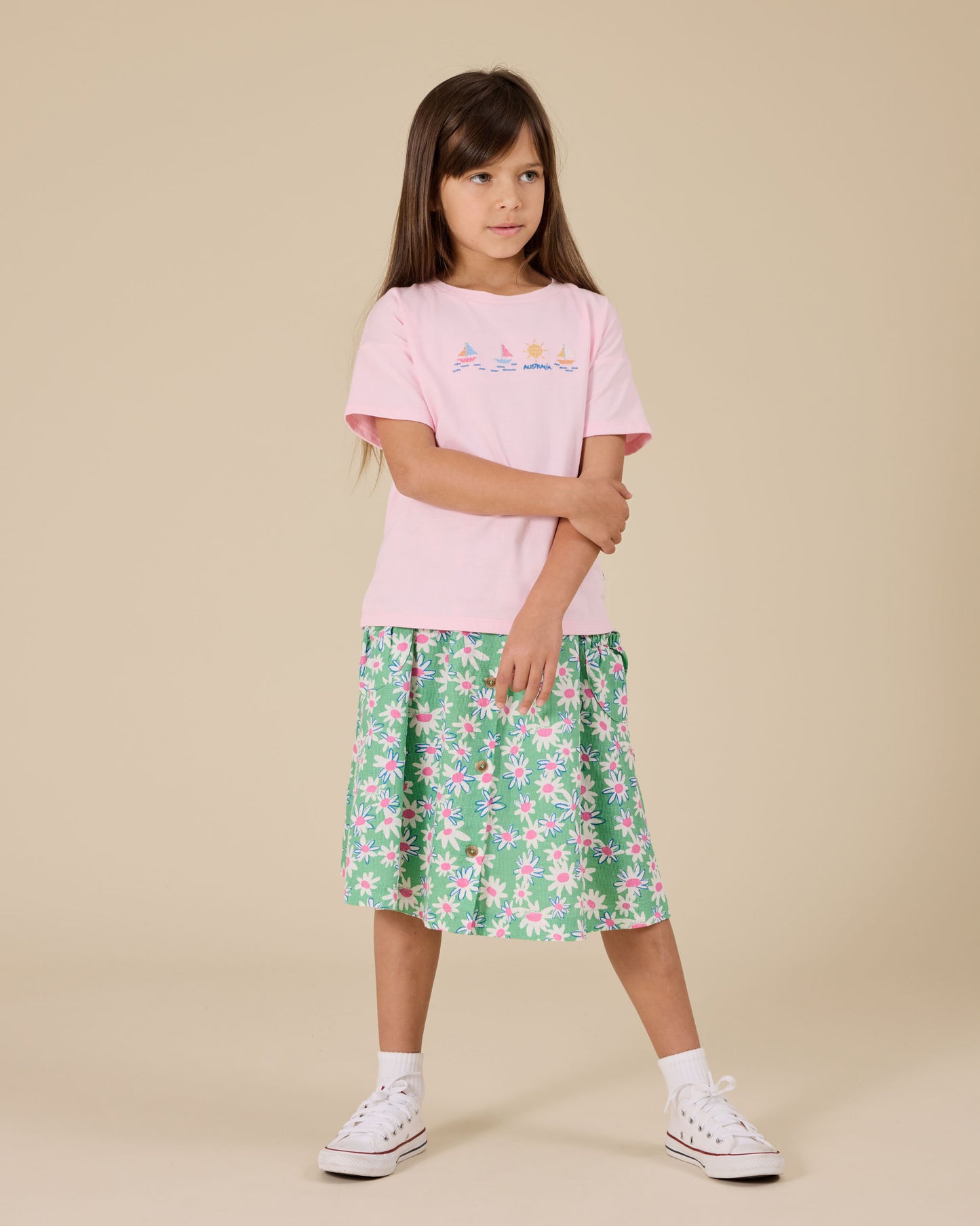 Goldie + Ace Daisy Patch Presley Pocket Skirt