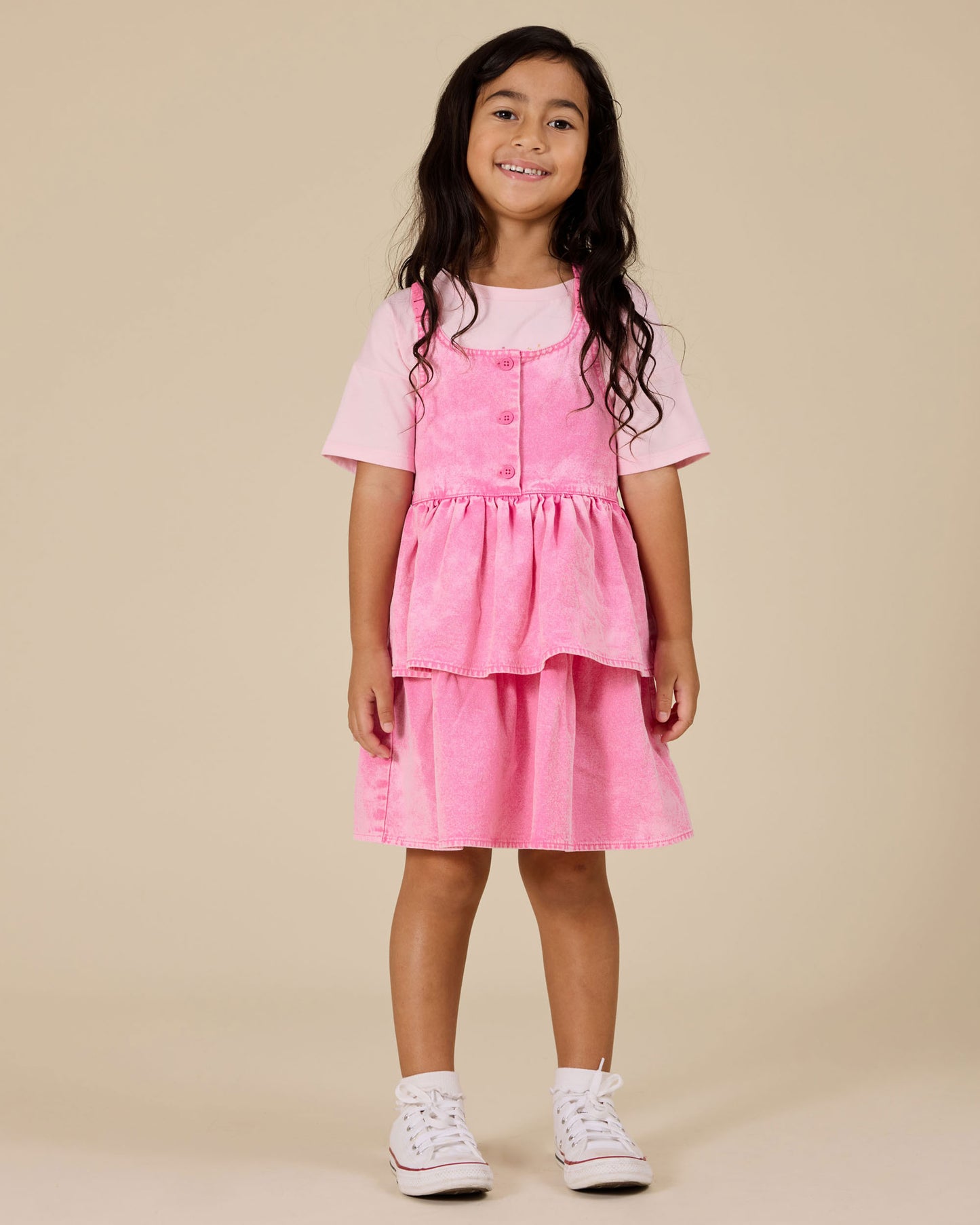 Goldie + Ace Saskia Denim Frill Pinafore Dress