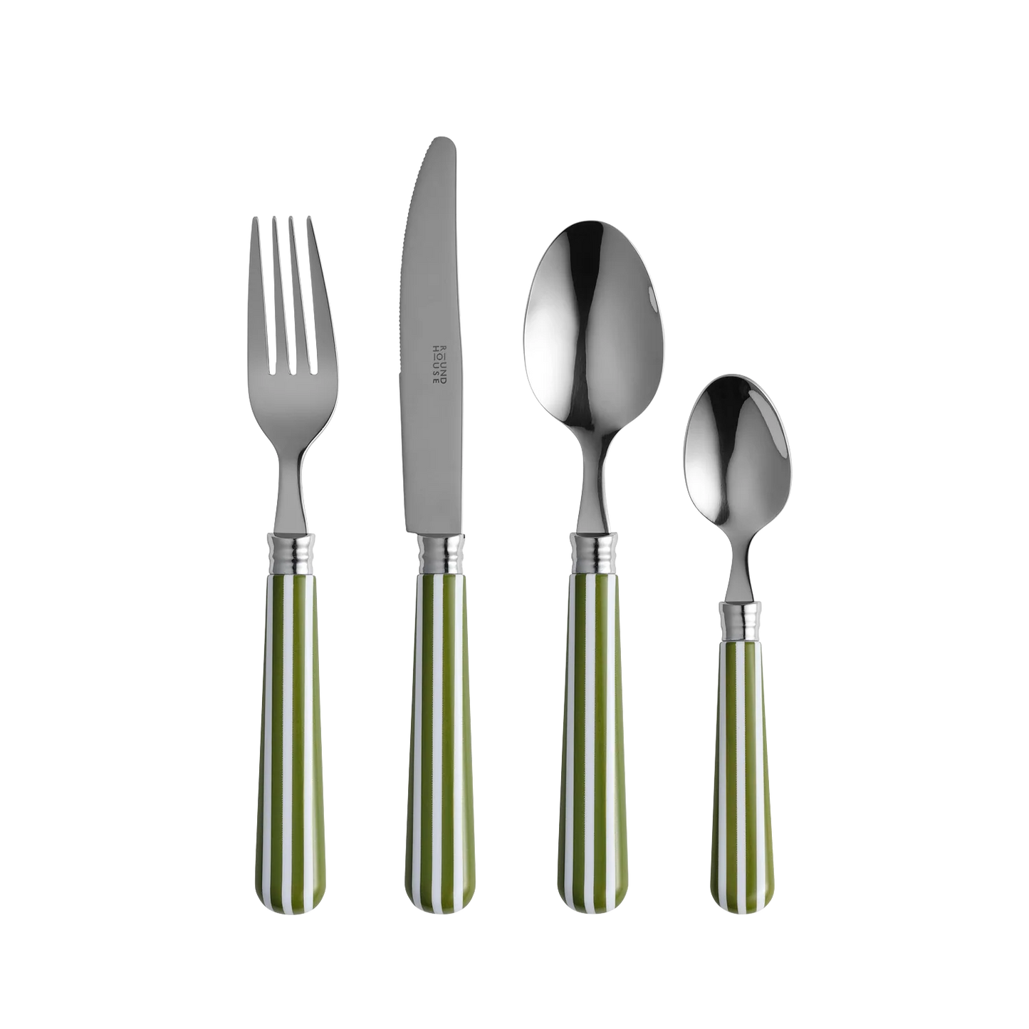 Green and White Stripe Cutlery (16pcs)