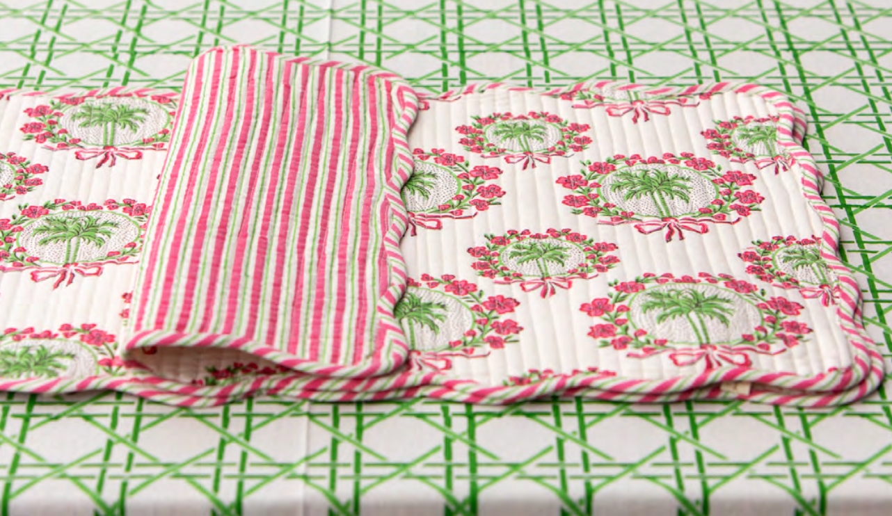 Mandalay Designs Palm Tree Cameo Table Linen