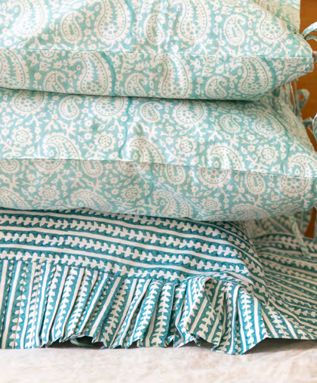 Mandalay Designs Paisley Vines Nile Blue Bed Linen