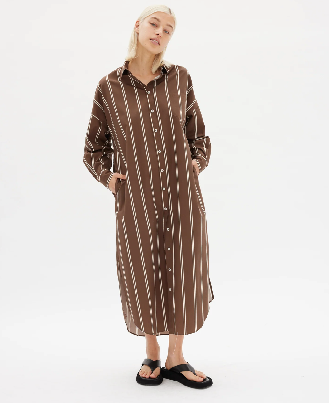 LMND Chiara Shirt Dress Maxi - Stripes