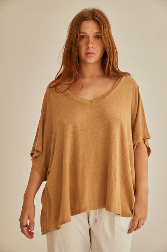 Mamapapa Geelong Linen V Neck Tee WAS $155
