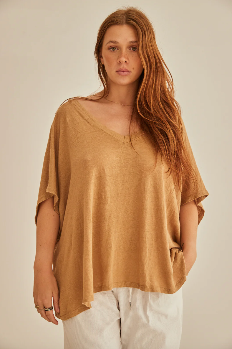 Mamapapa Geelong Linen V Neck Tee WAS $155