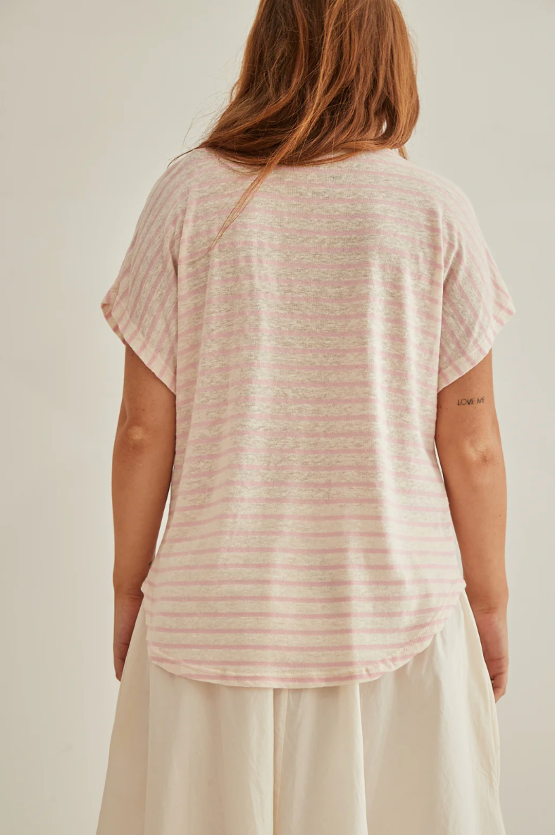 Mamapapa Mudgee V Neck Stripes Tee WAS $100