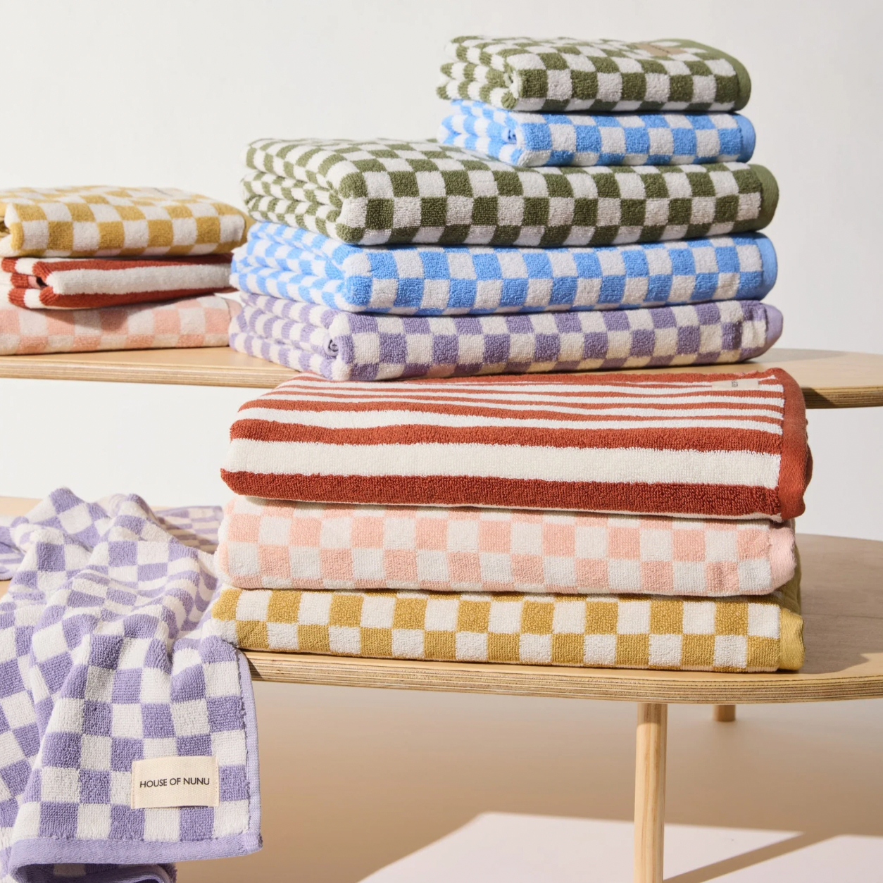 Nunu Sky Red Ochre Stripe Bath Collection