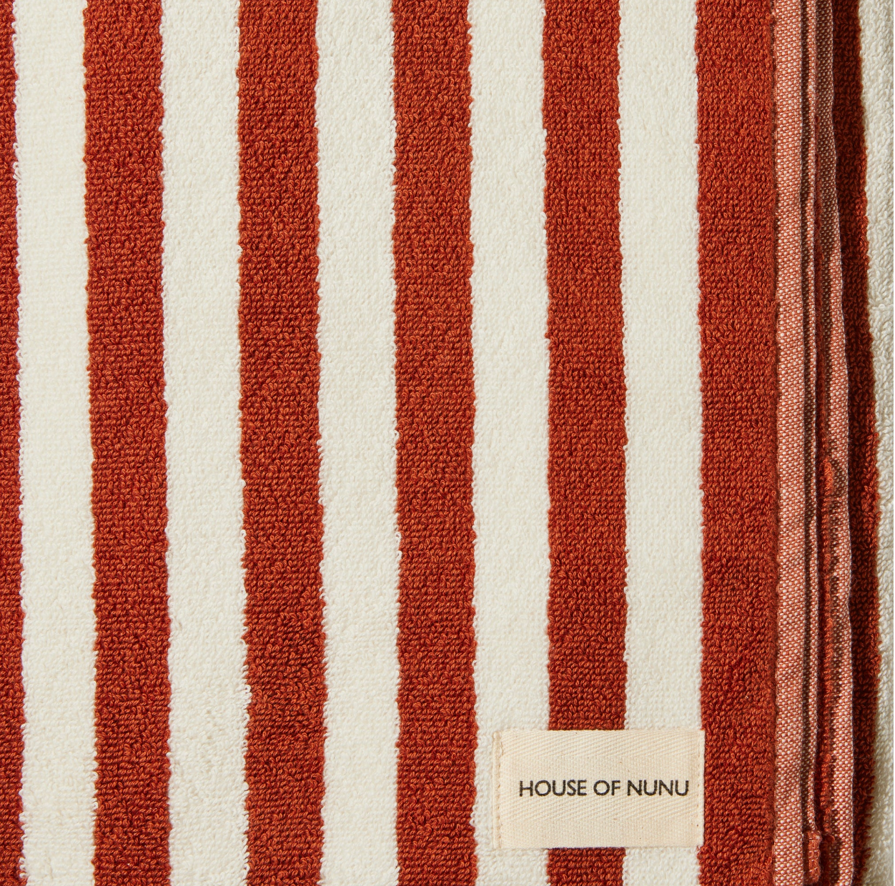 Nunu Sky Red Ochre Stripe Bath Collection