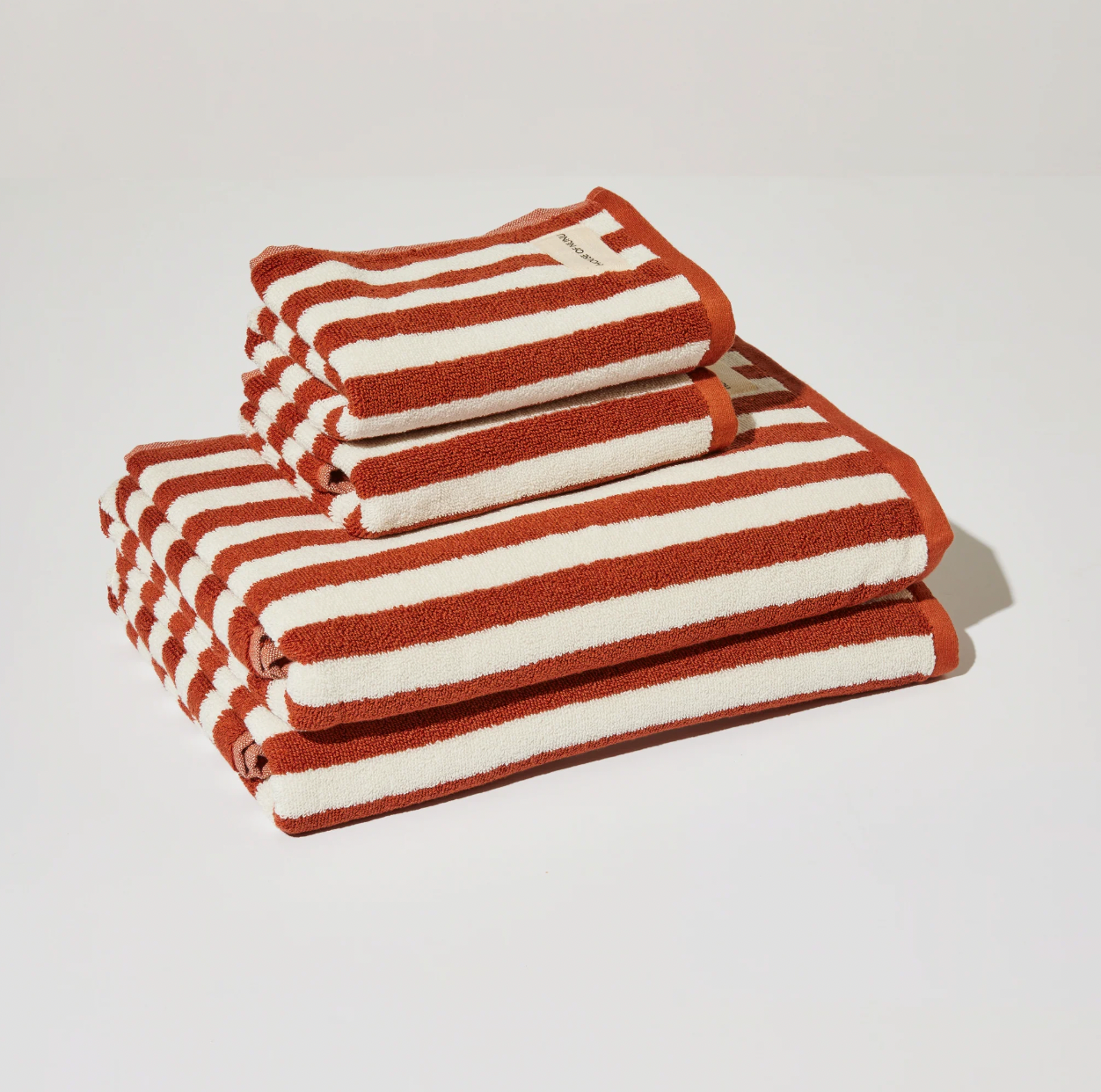 Nunu Sky Red Ochre Stripe Bath Collection