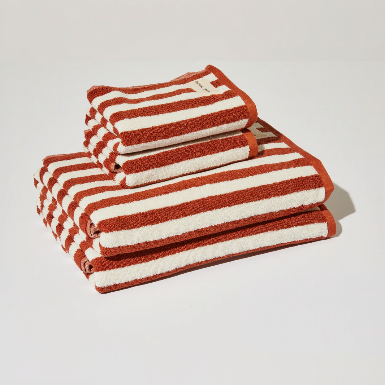 Nunu Sky Red Ochre Stripe Bath Collection