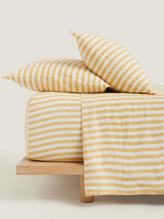 Carlotta + Gee Yellow Stripes Bed Linen