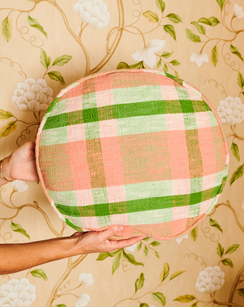Kip & Co Pistachio Tartan Pea Cushion