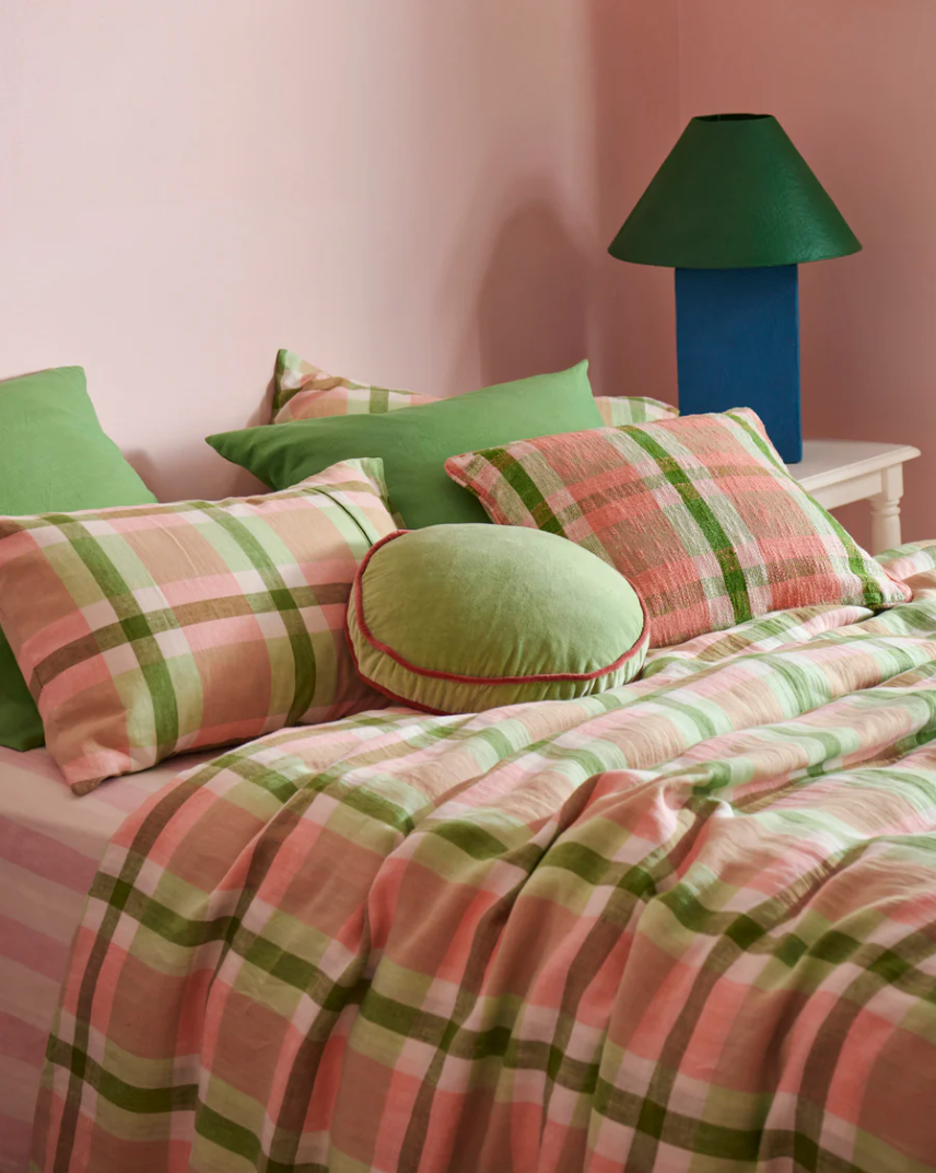 Kip & Co Pistachio Tartan Bed Linen