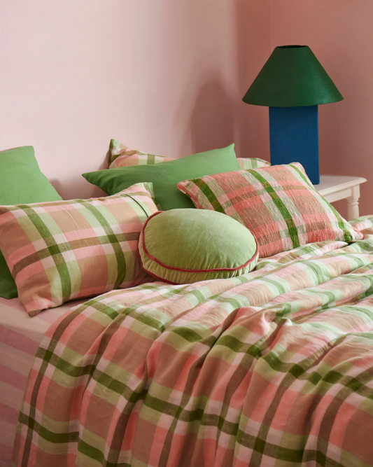 Kip & Co Pistachio Tartan Bed Linen