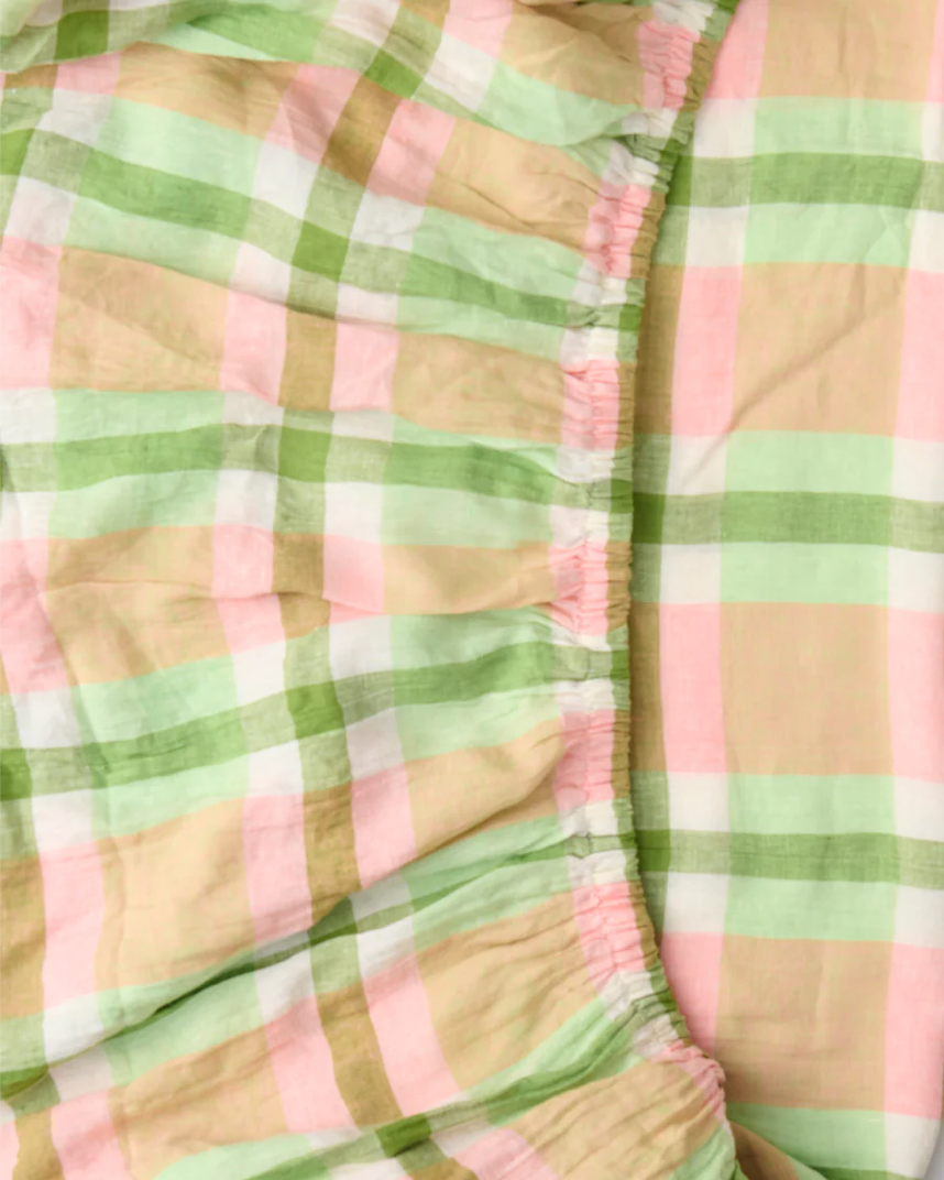 Kip & Co Pistachio Tartan Bed Linen