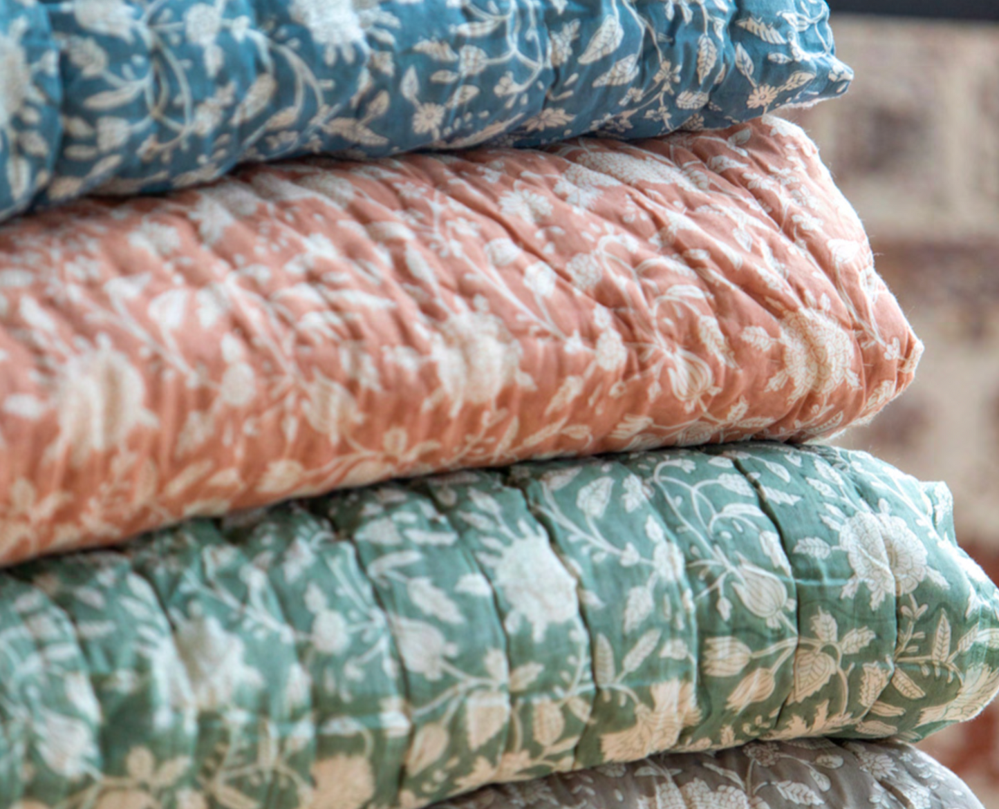 Mandalay Designs Dusty Blue Floral Vine Bed Linen