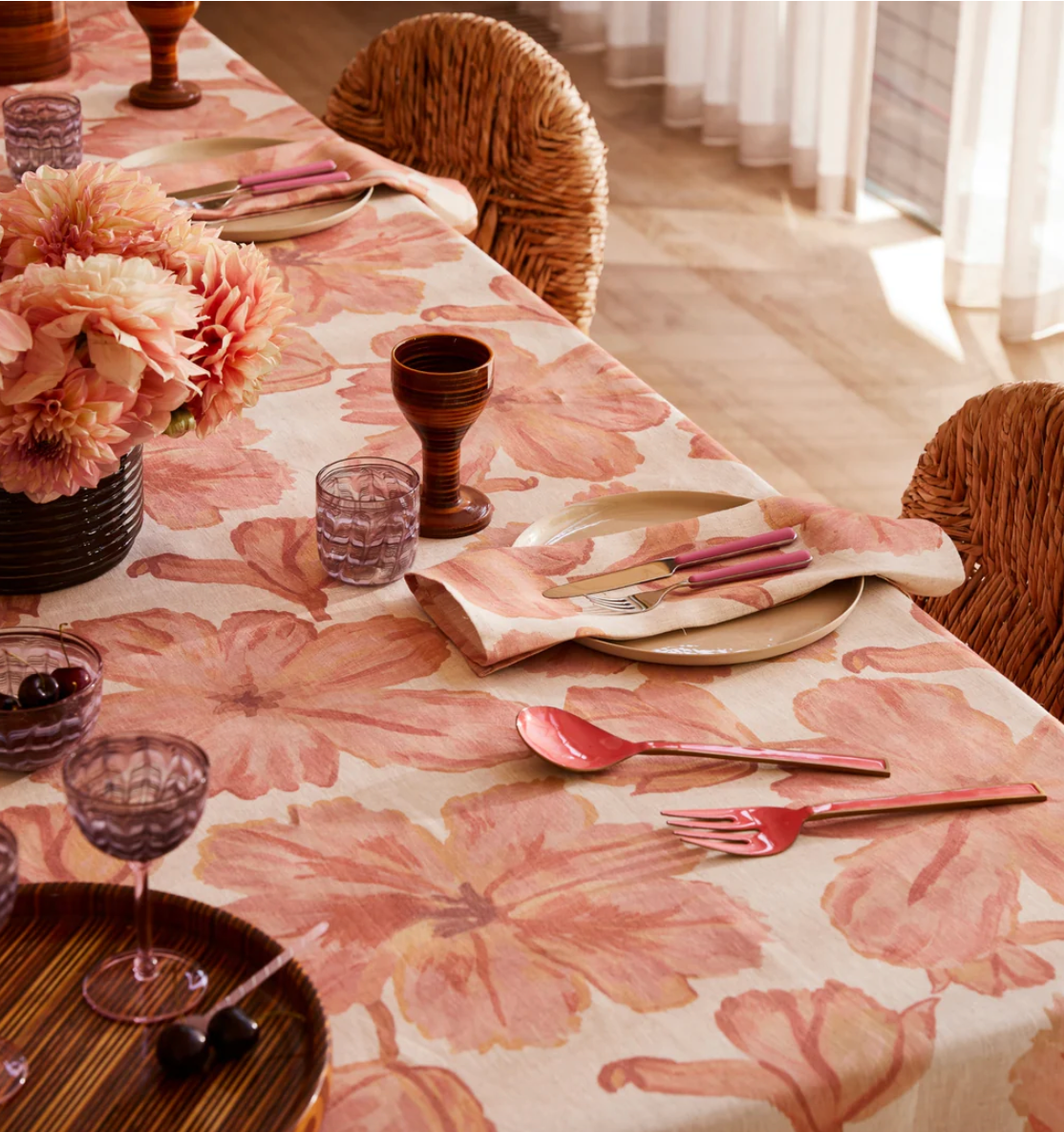Bonnie & Neil Tulip Pink Table Linen