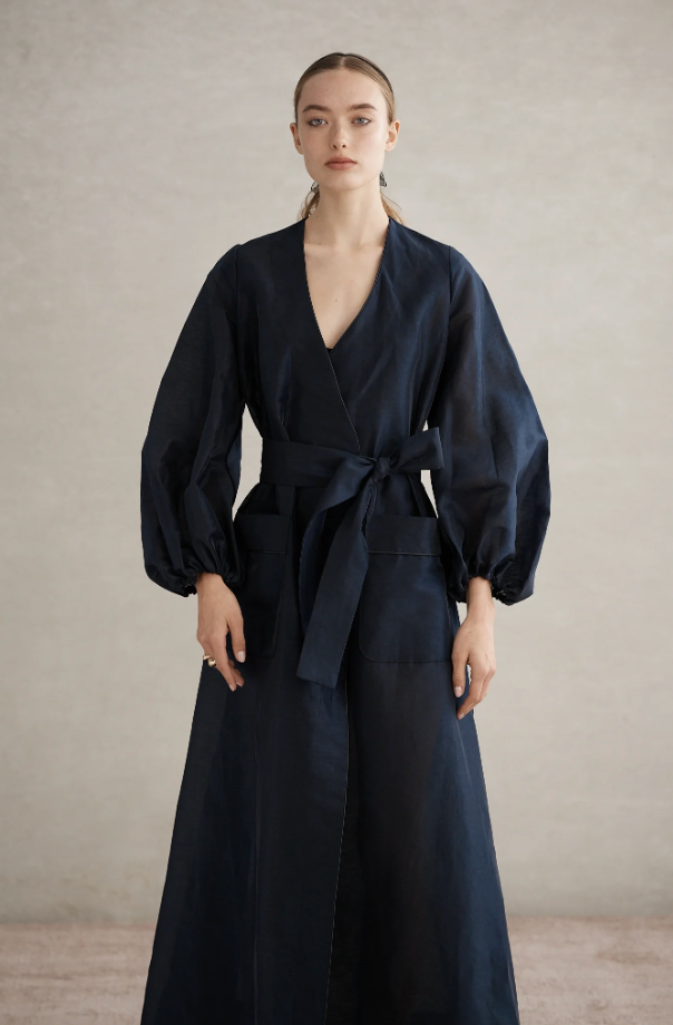 Pizzo Balloon Sleeve Wrap Dress