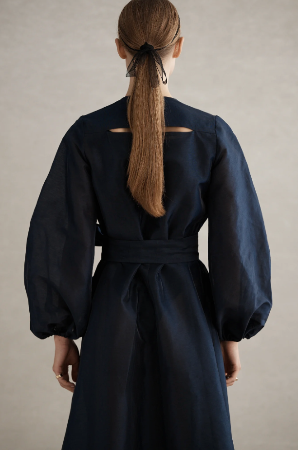 Pizzo Balloon Sleeve Wrap Dress