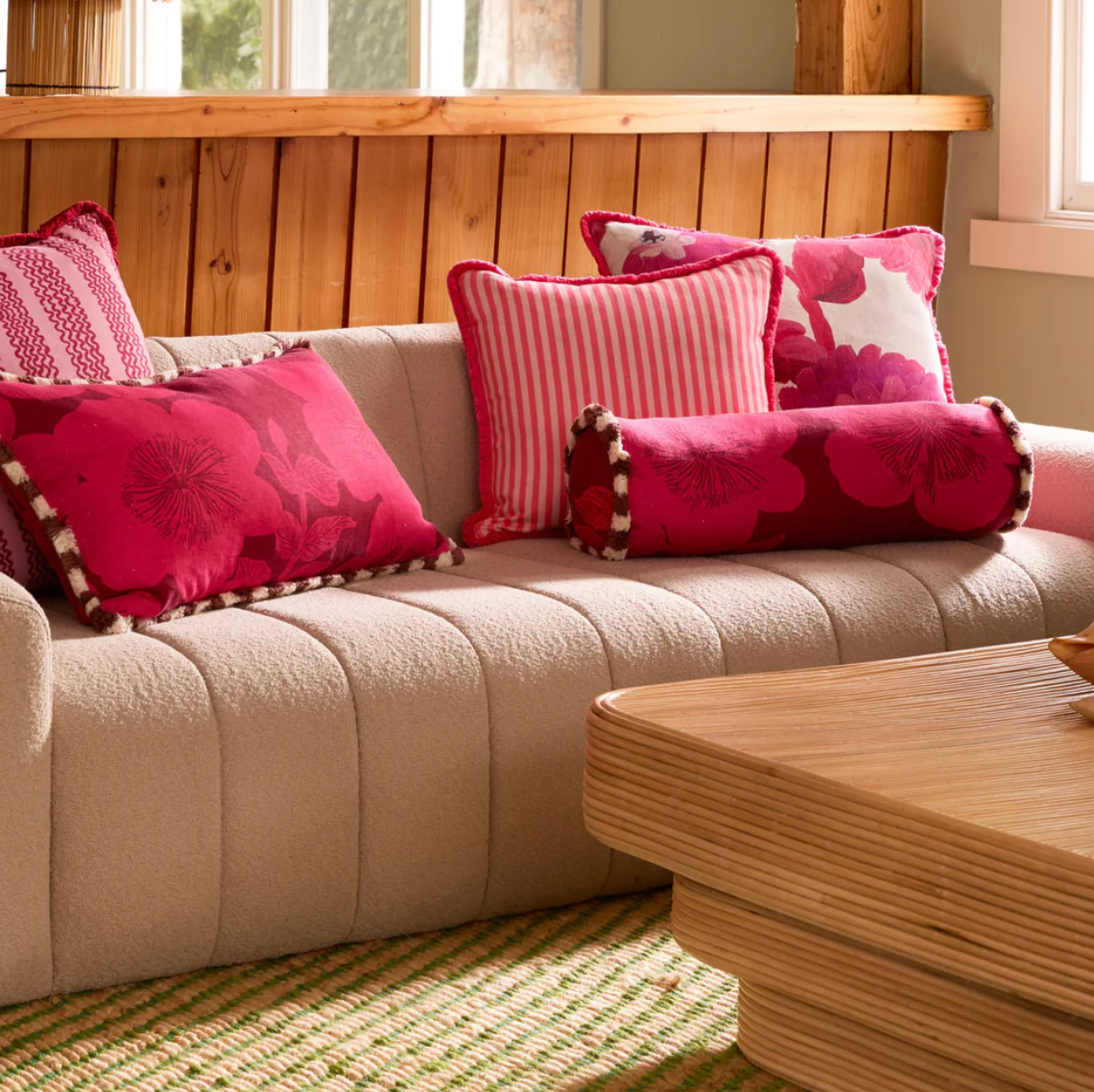Bonnie & Neil Pinstripe Rose Cushion