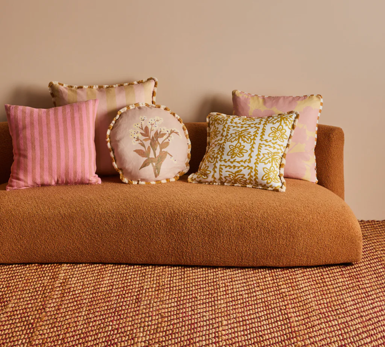 Bonnie & Neil Bold Stripe Buff Cushion