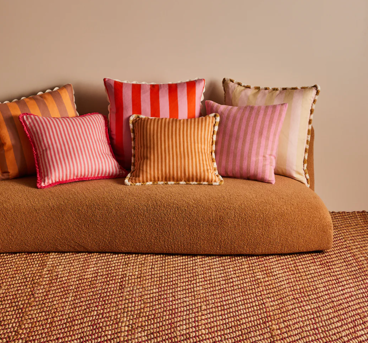 Bonnie & Neil Bold Stripe Buff Cushion