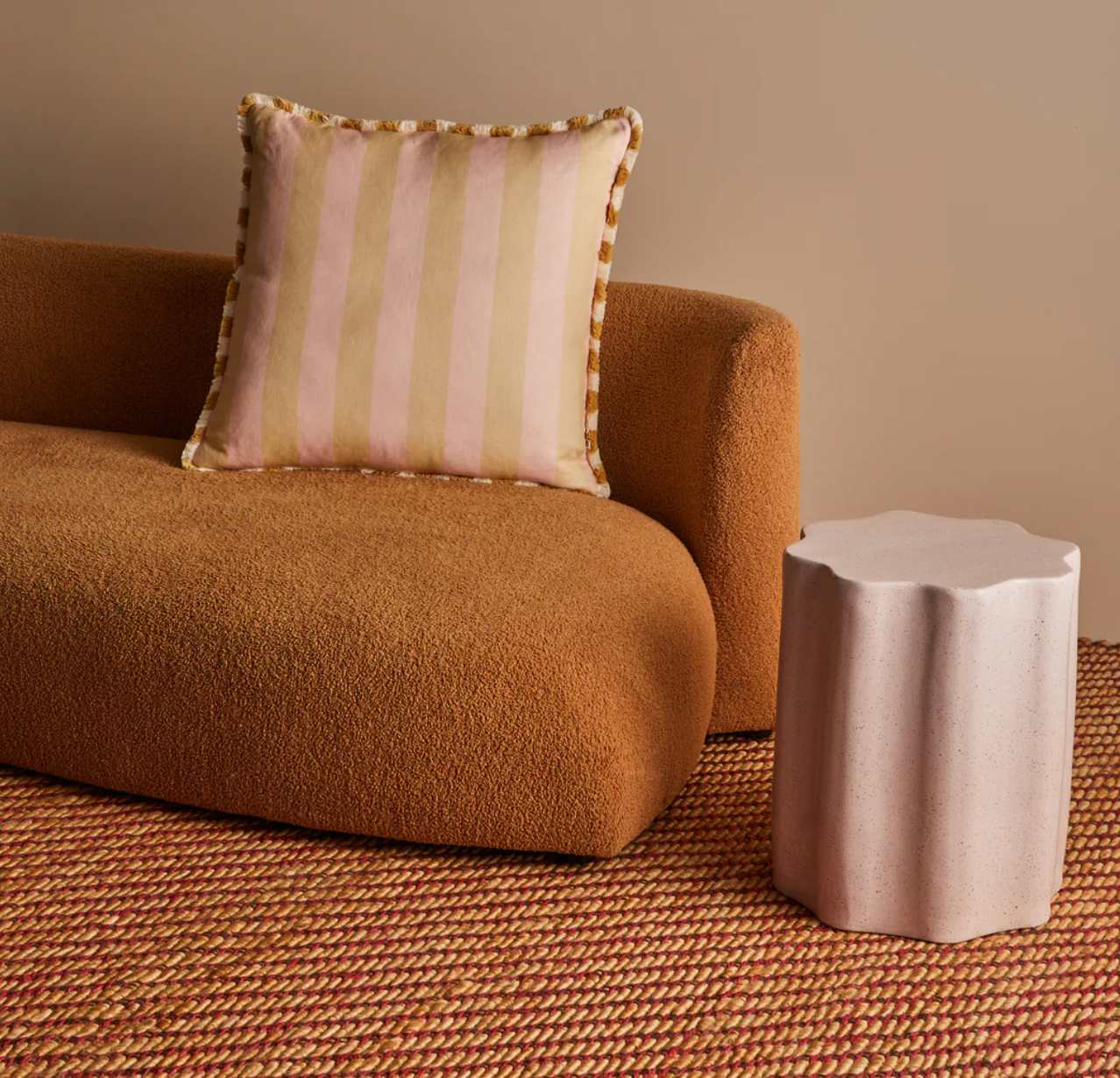 Bonnie & Neil Bold Stripe Buff Cushion