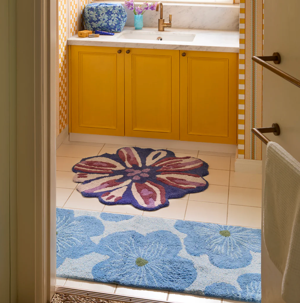 Bonnie & Neil Jardin Blue Long Bath Mat