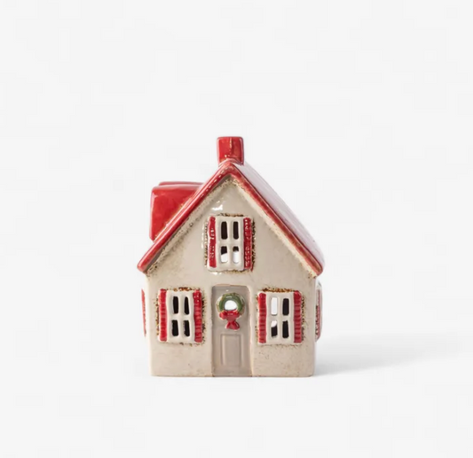 Christmas Tea Light House Cream With Shutters