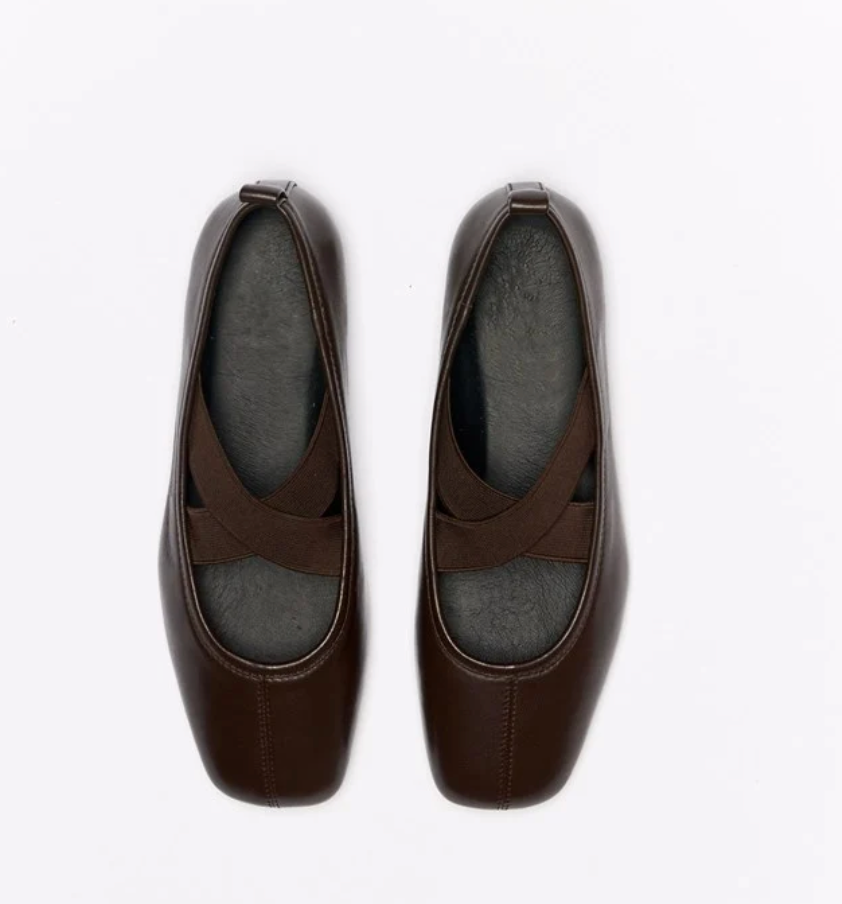 Walnut Iva Leather Ballet - Chocolate