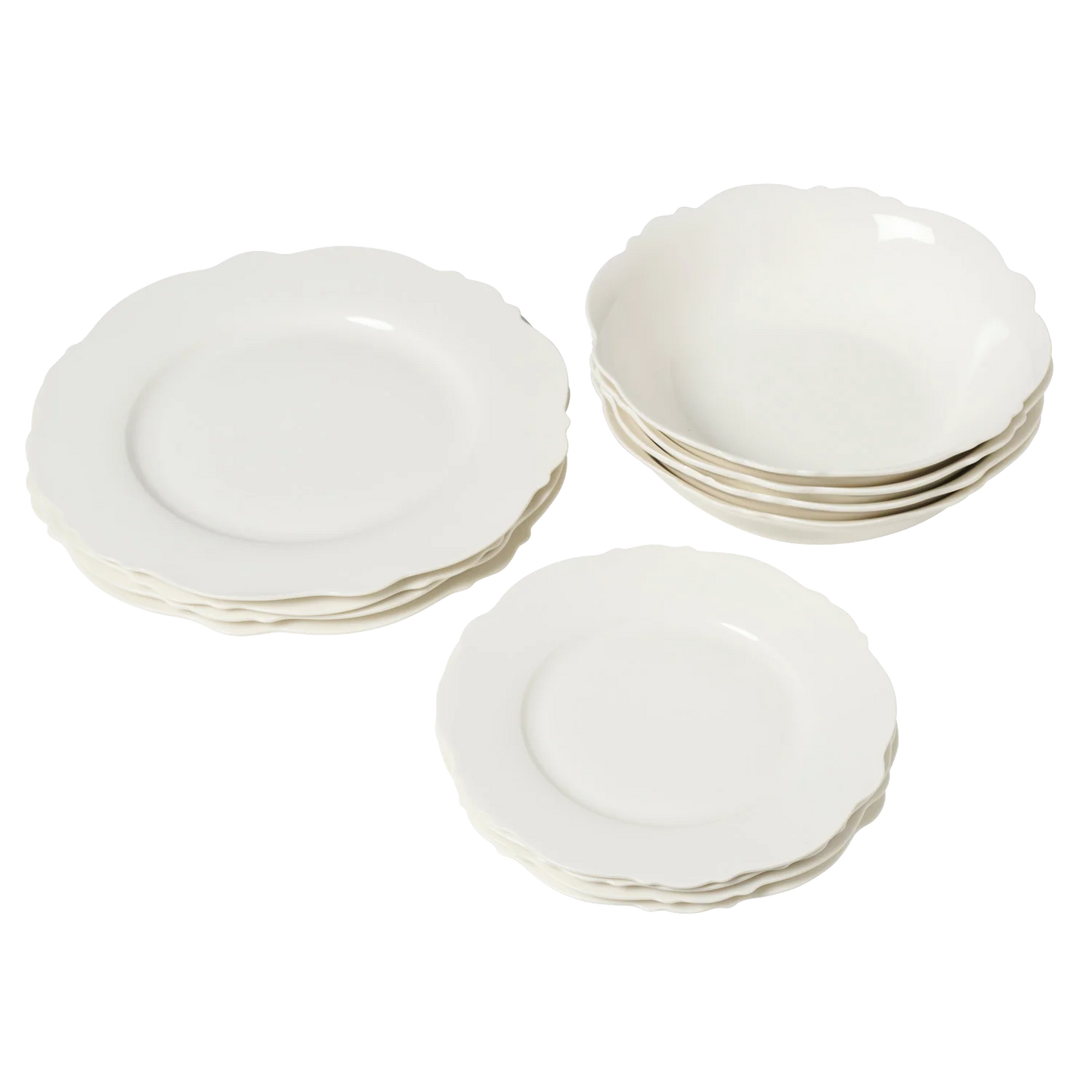 White Wave Dining Set - 12 Pieces
