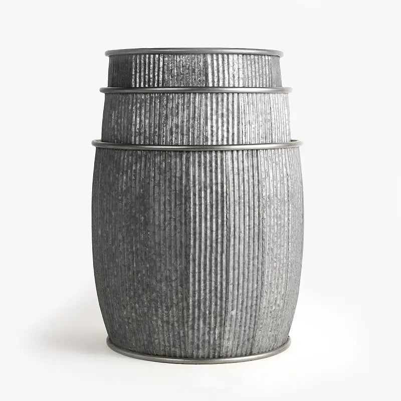 Wicka Baroque Fluted Metal Tin Planter