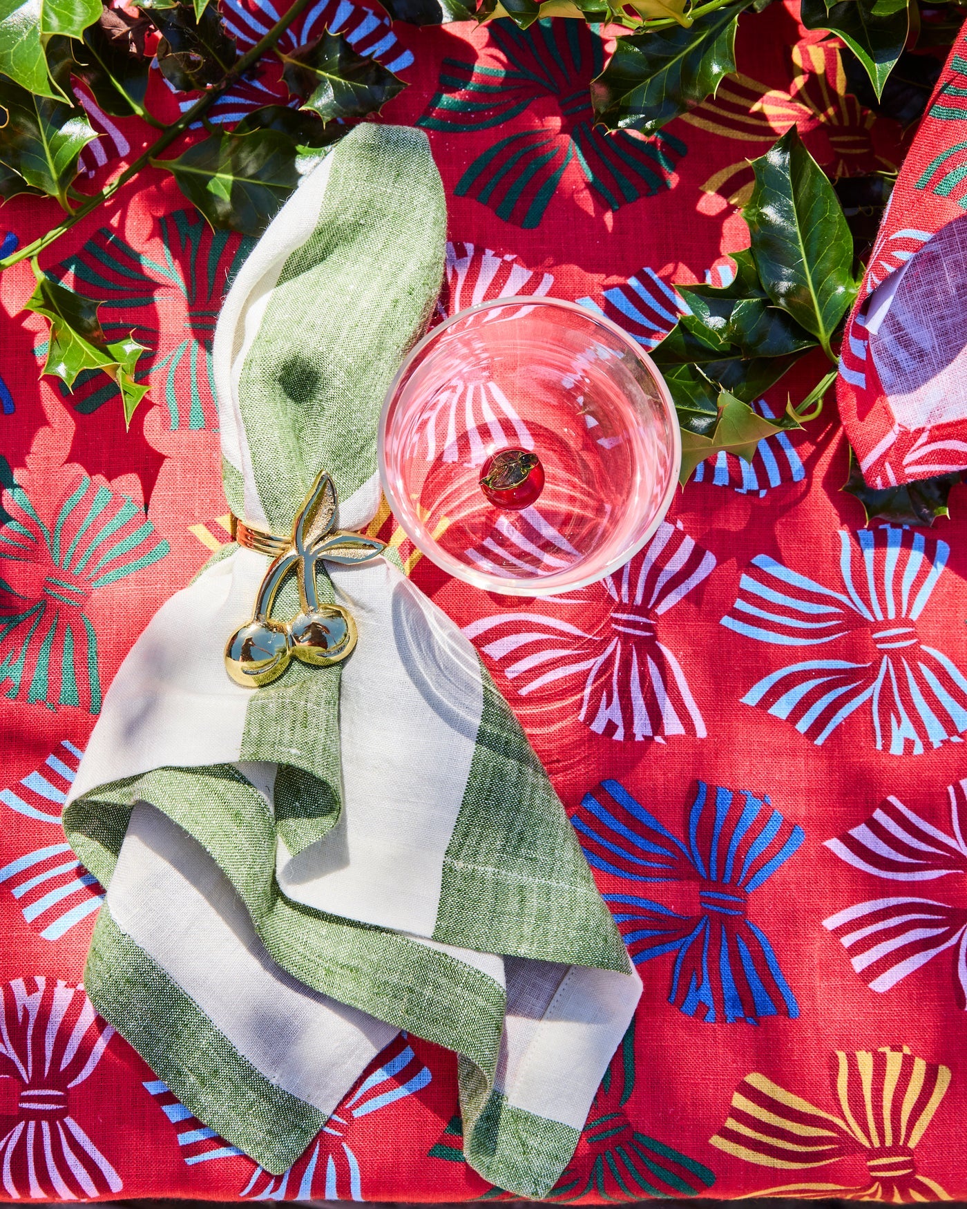 Kip & Co Moss Stripe Table Linen