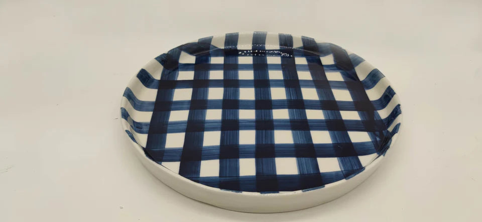 Noss Navy Gingham Platter