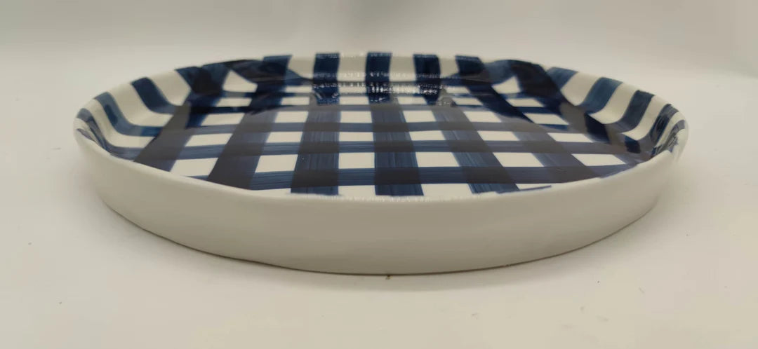 Noss Navy Gingham Platter