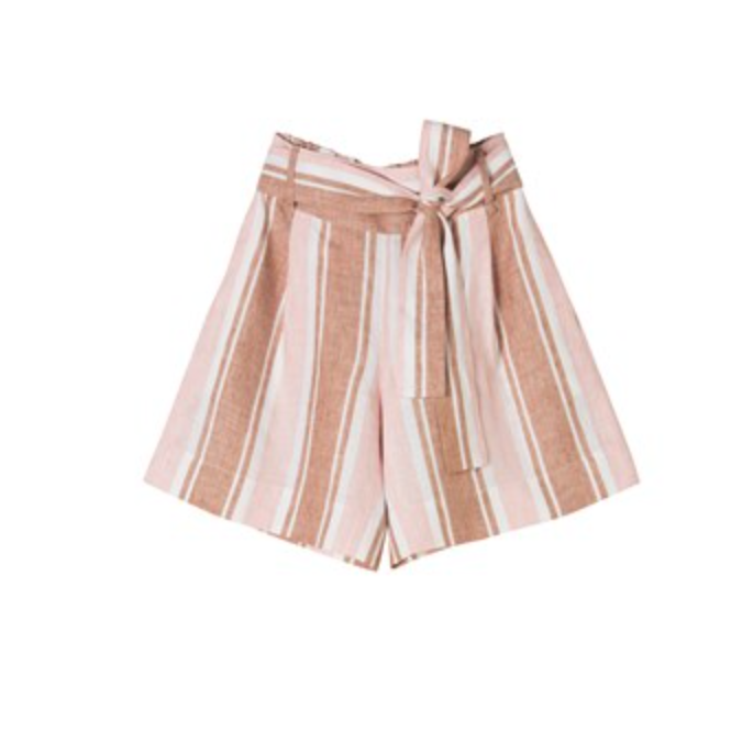 Porcelain Belted Stripe Short