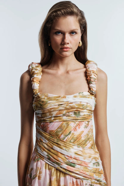 Antipodean Peach Dream Rouched Strap Gown