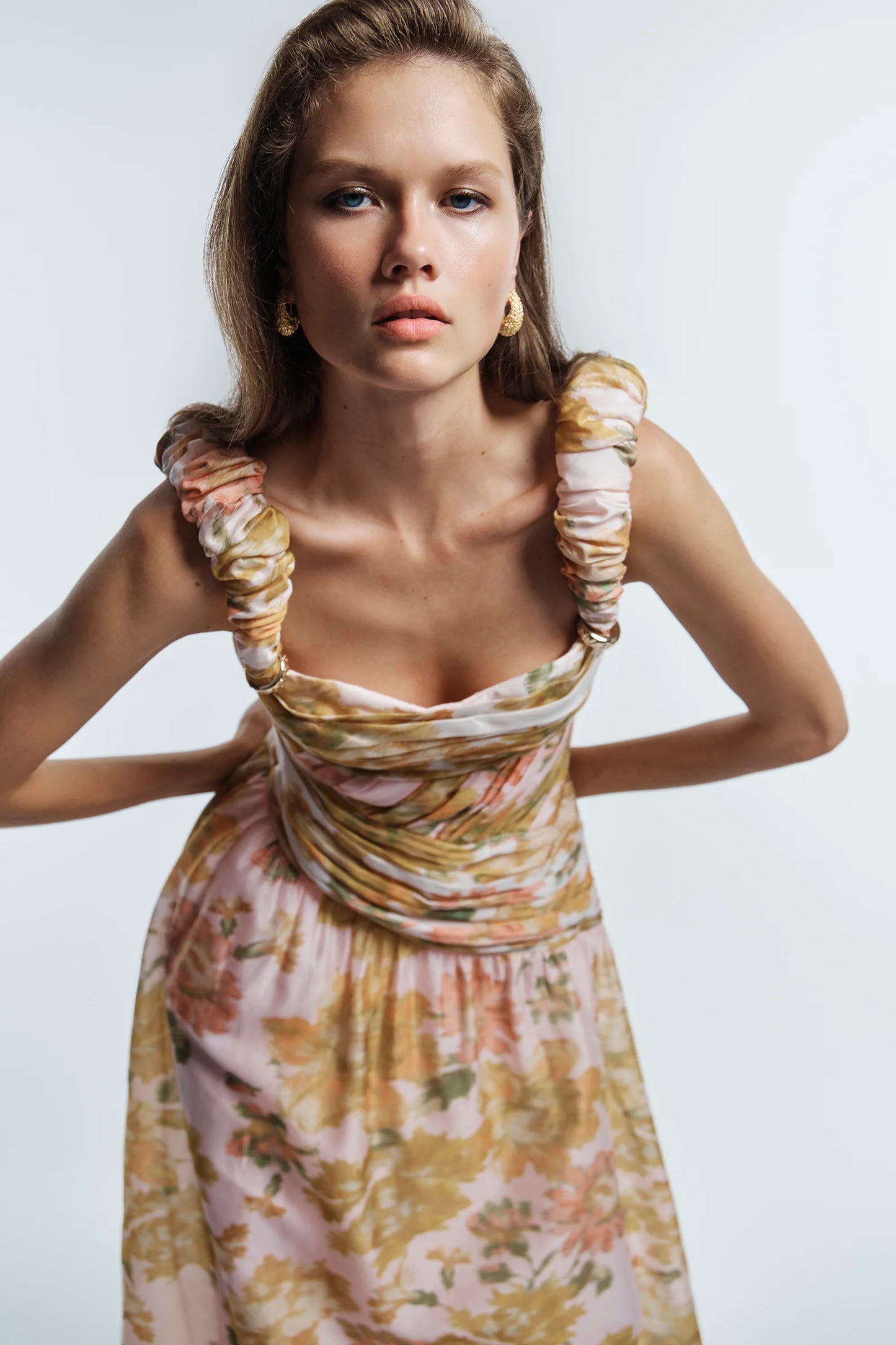 Antipodean Peach Dream Rouched Strap Gown