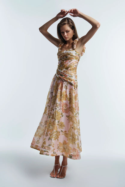 Antipodean Peach Dream Rouched Strap Gown