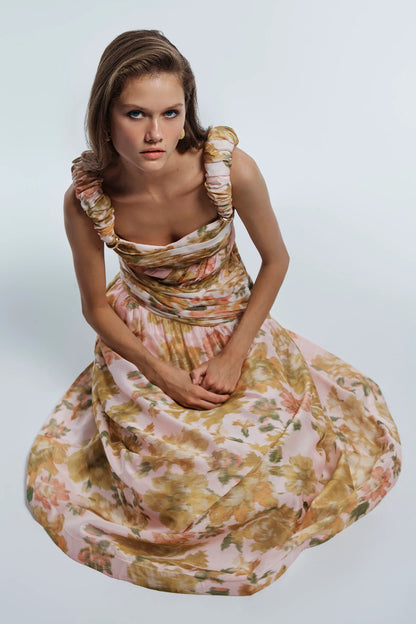Antipodean Peach Dream Rouched Strap Gown