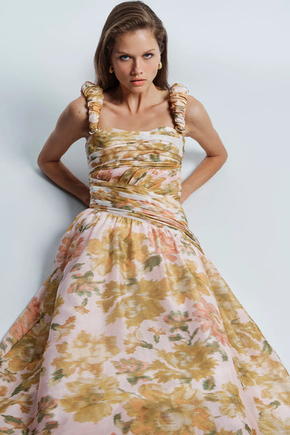 Antipodean Peach Dream Rouched Strap Gown