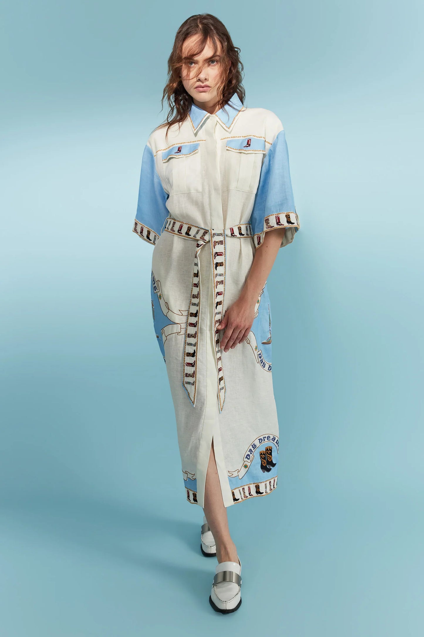 Antipodean My Girl Utility Midi Shirt Dress WAS $775