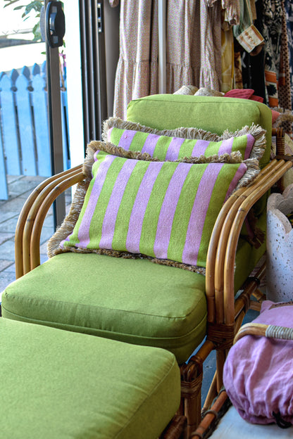 Vintage Cane Armchair with Footstool